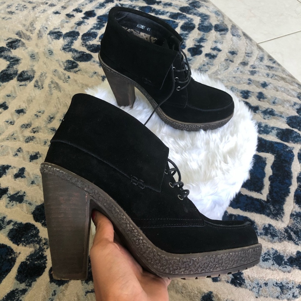 Black Suede Rugged Booties